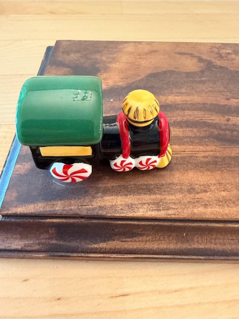 Nora Fleming st Jude Green and Black Holiday Train with Red and Yellow mini